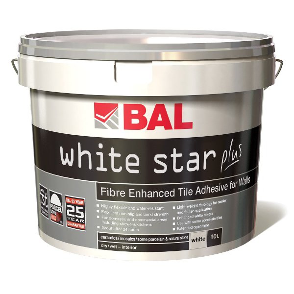 BAL White Star Plus Tile Adhesive 10L