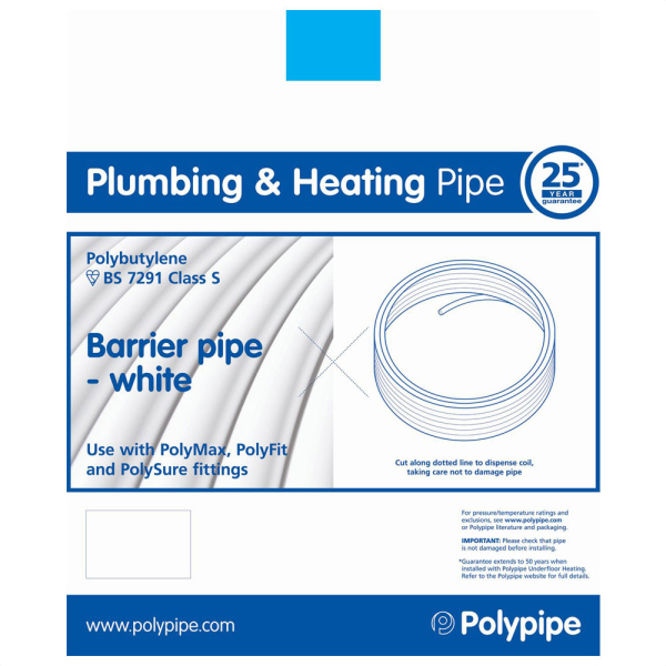 Polypipe Coil Barrier Pipe White 10mm x 100m