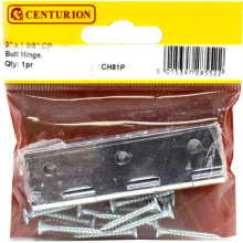 CENTURION CH81P CHROME PLATED SOLID DRAWN BUTT HINGES 3 x 1 5/8" x 2mm