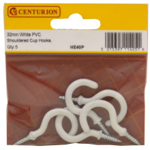 CENTURION HE40P WHITE 30mm CUP HOOKS