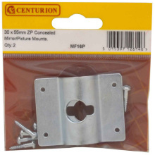 CENTURION MF16P PACK OF 2 CONCEALED PICTURE MIRROR MOUNT 30 x 55mm BRIGHT ZINC PLATED