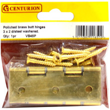 CENTURION VB45P POLISHED BRASSED CONTRACT BUTT HINGE DSW 3 x 2" x 1.5mm