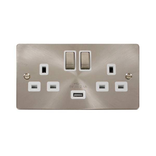 Click FPBS570WH 2G Switched Ingot Socket with USB