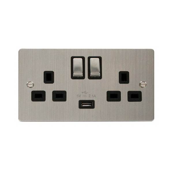 Click FPSS570BK 2G Switched Ingot Socket with USB