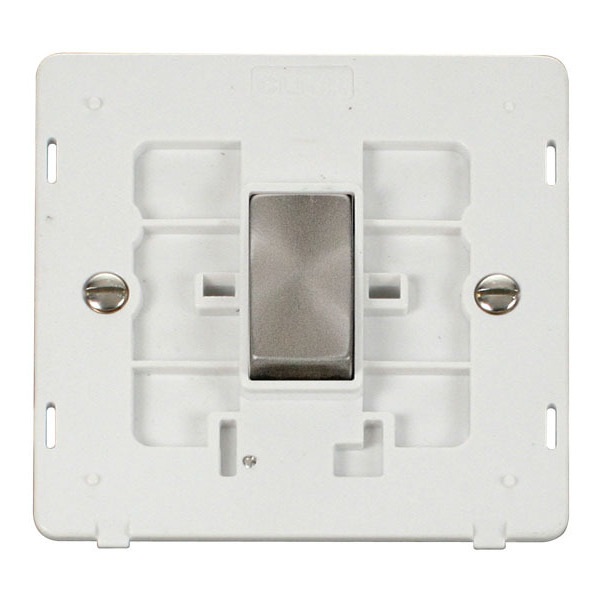 Click SIN411PWBS INGOT 10AX 1 Gang 2 Way Switch Insert - White / Brushed Stainless