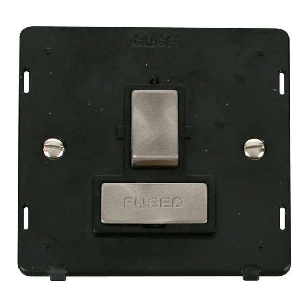 Click SIN751BKBS INGOT 13A Fused Switched Connection Unit Insert - Black / Br. Stainless