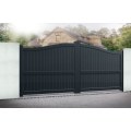 Double Driveway Gate Curved Top Vertical Infill Black RMG004DG