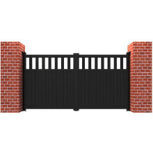 Double Driveway Gate Flat Top Partial Privacy RMG014DG Vertical Infill Black