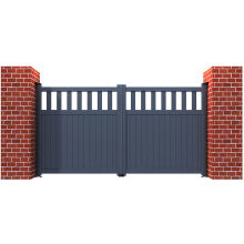 Double Driveway Gate Flat Top Partial Privacy RMG014DG Vertical Infill Grey