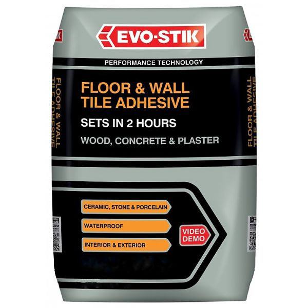 Evo-Stik Floor & Wall Tile Adhesive Fast Set Grey 20kg