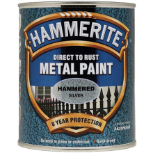 Hammerite 750ml Hammered Finish Direct To Rust Metal Paint Silver