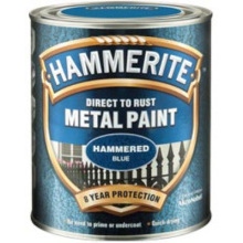 Hammerite 750ml Hammered Finish Direct To Rust Metal Paint Blue