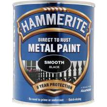 Hammerite 750ml Smooth Finish Direct To Rust Metal Paint Black