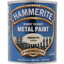 Hammerite 750ml Smooth Finish Direct To Rust Metal Paint Cream