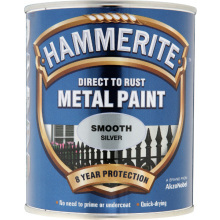 Hammerite 750ml Smooth Finish Direct To Rust Metal Paint Silver