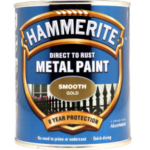 Hammerite 750ml Smooth Finish Direct To Rust Metal Paint Gold