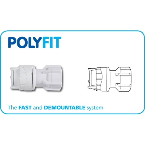 Polyfit  Hand Tap Connector 15mm x 1/2" White