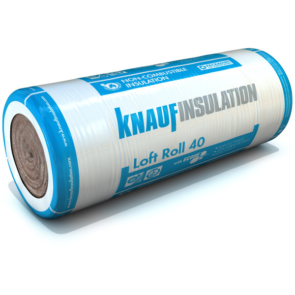 Knauf Insulation Loft Roll 40 (C/cut) Glass Loft Insulation