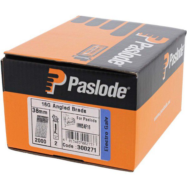 Paslode Angled Brad Fuel Pack F16 x 38mm Galvanised (Qty 2000) With 2 Fuel Cells For IM65A