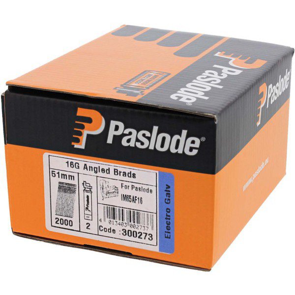 Paslode Angled Brad Fuel Pack F16 x 51mm Galvanised (Qty 2000) With 2 Fuel Cells For IM65A