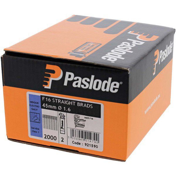 Paslode Straight Brad Fuel Pack F16 x 45mm Galvanised (Qty 2000) With 2 Fuel Cells For IM65