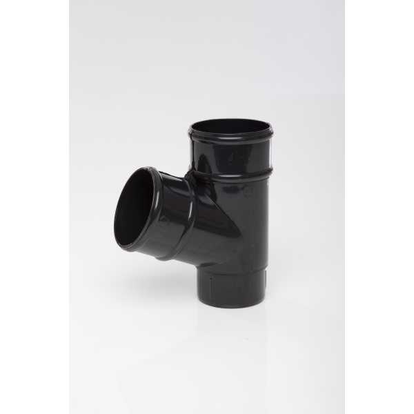 POLYPIPE 68mm x 112.5 Deg Round Downpipe Branch Black