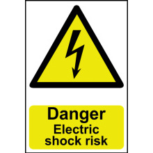 PVC SELF ADH SIGN 300mm WIDE x 200mm DANGER ELECTRIC SHOCK RISK 0750