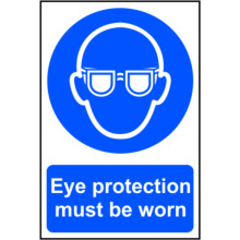 PVC SELF ADH SIGN 300mm WIDE x 200mm EYE PROTECTION MUST BE WORN 0007