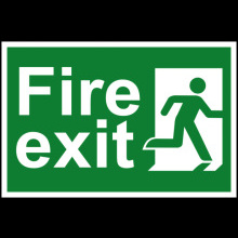 PVC SELF ADH SIGN 300mm WIDE x 200mm FIRE EXIT 1507