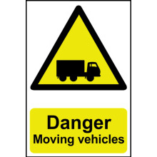 PVC SELF ADH SIGN 400mm WIDE x 600mm DANGER MOVING VEHICLES 4100