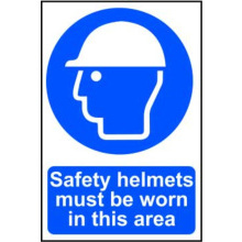 PVC SELF ADH SIGN 600mm WIDE x 400mm HARD HAT MUST BE WORN 4000