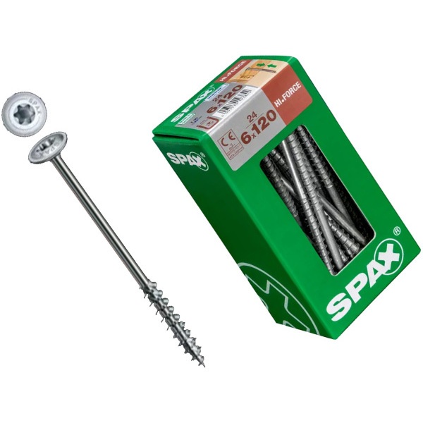 Spax Construction Screw With Washer-Head - Partial Thread - Wirox Coated 6.0 X 120mm