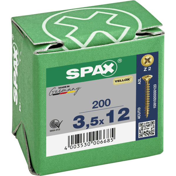 Spax Universal Use Screw - Full Thread - Yellox Coated 3.5 X 12mm