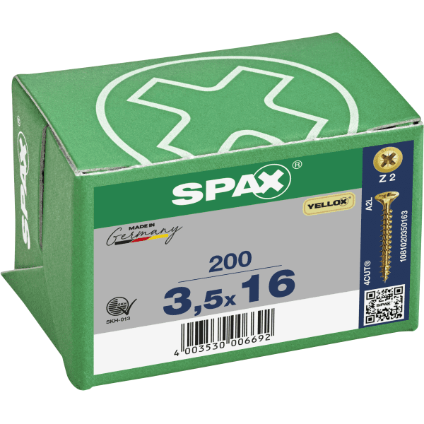 Spax Universal Use Screw - Full Thread - Yellox Coated 3.5 X 16mm