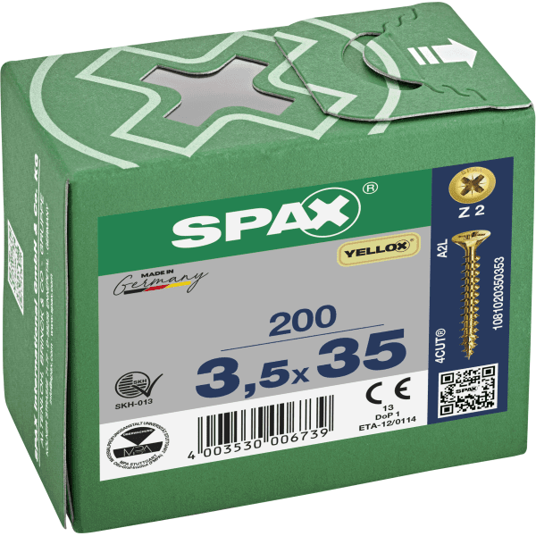 Spax Universal Use Screw - Full Thread - Yellox Coated 3.5 X 35mm