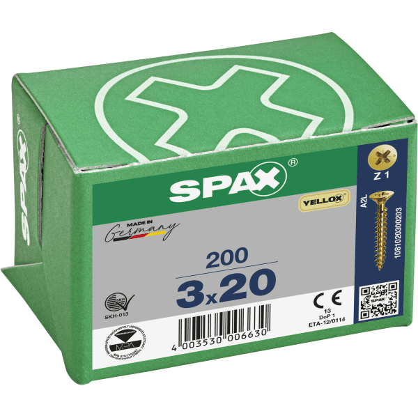 Spax Universal Use Screw - Full Thread - Yellox Coated 3.0 X 20mm