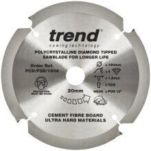 Trend PCD/FSB/1604 Fibre Cement Blade 160 x 4T x 20mm