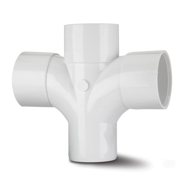 Polypipe Solvent Waste Cross Tee 40mm x 92.5 Degrees White