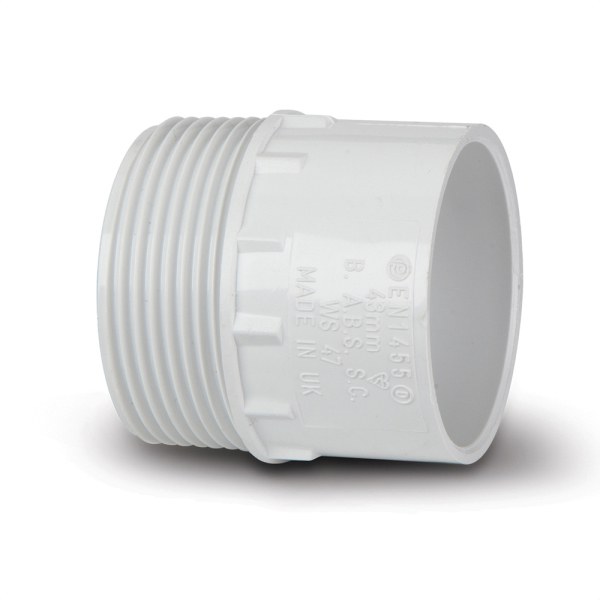 Polypipe Solvent Waste Adaptor Male Iron 40mm ABS White